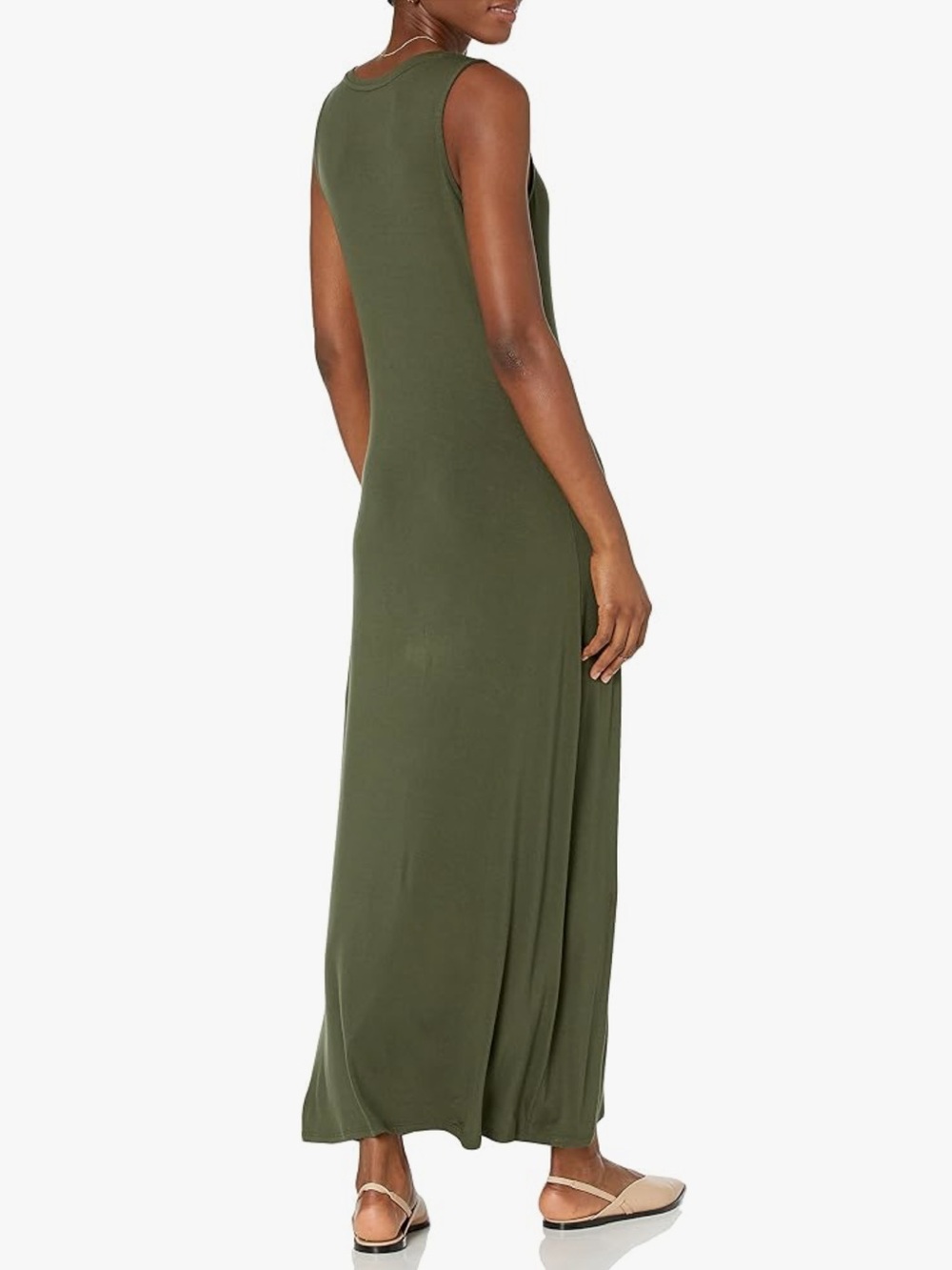 Amazon Essentials Olive Green Sleeveless Maxi Dress